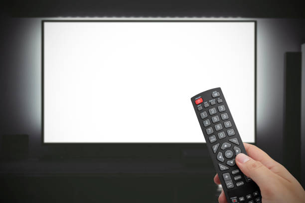 Modern living room interior with blank smart TV screen