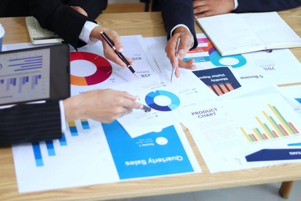istock Asian business executive is analyzing company meeting documents, pointing at graphs, analyzing, summarizing company expenses. 2172560912