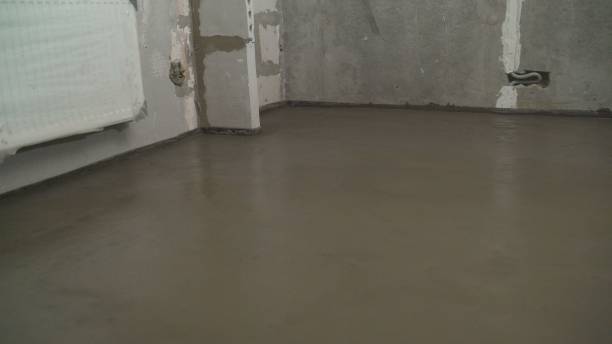 istock Made floor with building gray grout. Plaster dark black gray Construction Soft blur 2172561903