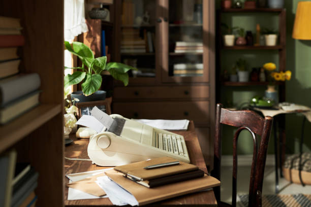 istock Cozy Home Office with Vintage Typing Machine and Plants 2172564470