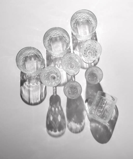 istock Drink glasses with shadow on white background. Top view. Minimalism, creative layout 2172565359