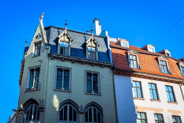 istock Historic architecture in Riga showcases elaborate designs and vibrant colors under a clear blue sky 2172566741