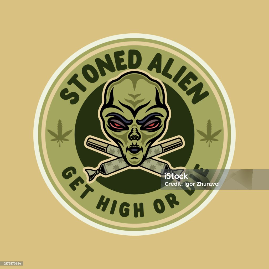 Splifs Vector Marijuana Vector Emblem With Stoned Alien And Two Crossed Spliffs In ...