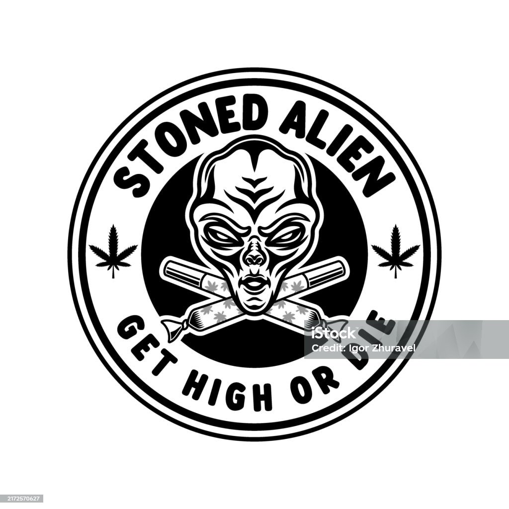 Splifs Vector Marijuana Vector Emblem With Stoned Alien And Two Crossed Spliffs In ...