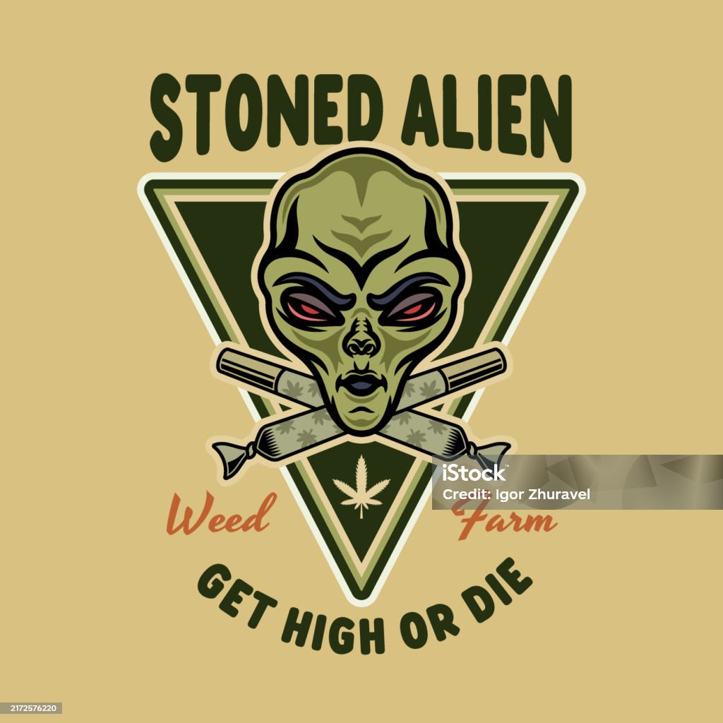 Splifs Vector Marijuana Vector Emblem With Stoned Alien And Two Crossed Spliffs In ...