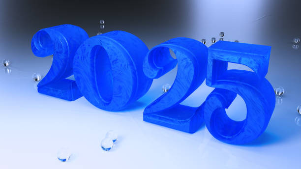 istock Elegant Blue Glass 2025 Design with Orbs 2172578835