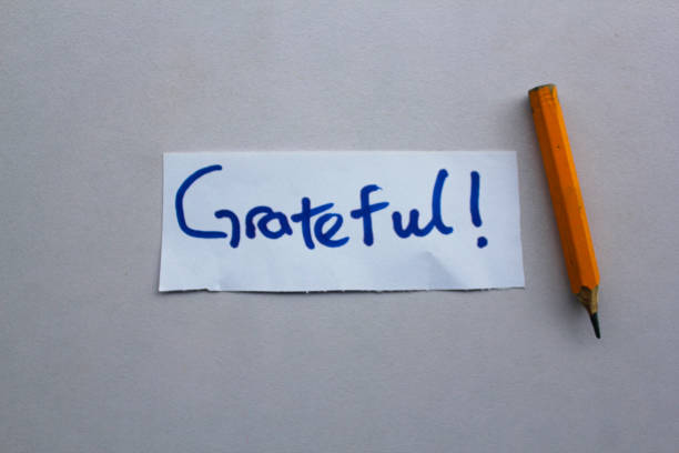 istock Handwritten “Grateful!” with Orange Pencil 2172585606
