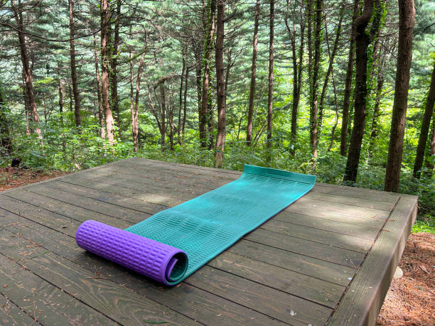 istock yoga mat in the forest 2172586789