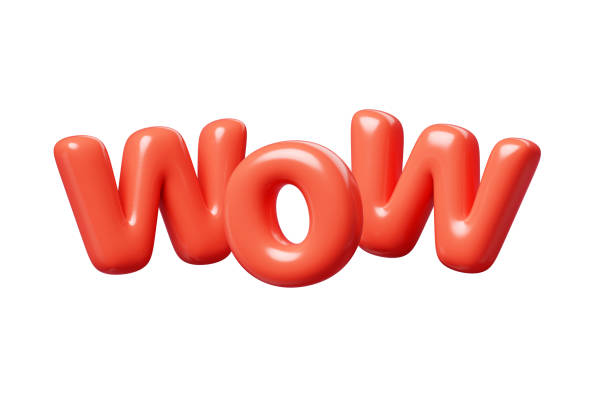 istock Wow red Inflatable flying word for promotion design. 3D render illustration 2172591376