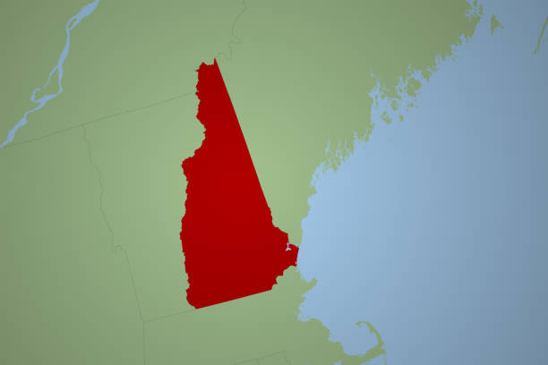 istock USA map series with state New Hampshire (including part of Canada), green 2172602357