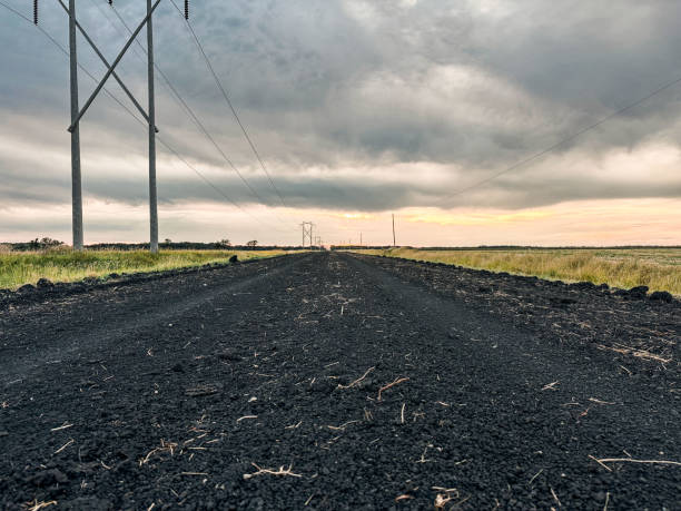 After Harvest Sunset Manitoba Canada September stock photo