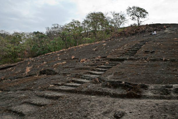 Boriwali, Maharashtra / India - November 30, 2008 : Rock cut stair leading to Kanheri caves in Boriwali, India.