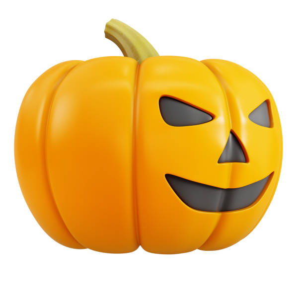 Halloween Jack o lantern pumpkin with a spooky face isolated on white background. 3d rendering