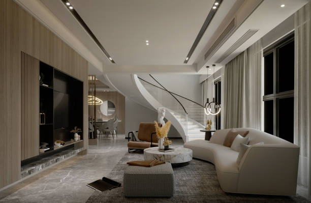 istock 3d render of living room and dining space 2172615279