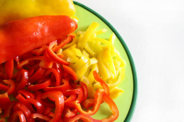 Close-up capia pepper slices background