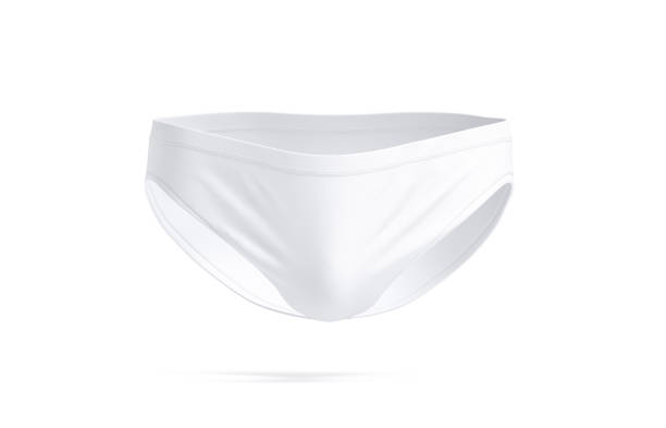 istock Blank white male swimming briefs mockup, front view 2172629660