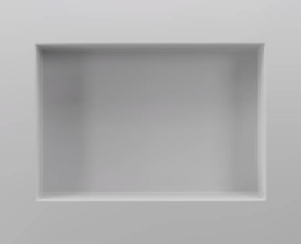 istock White wall with box shelf, empty niche. 3d showcase for exhibits in museum, gallery or studio. Rectangular recess in blank white wall for room interior, vector realistic illustration 2172634889