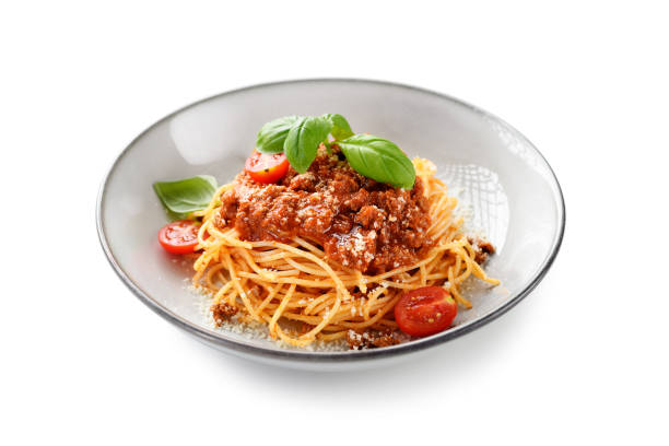 istock spaghetti bolognese with fresh basil leaves 2172637761