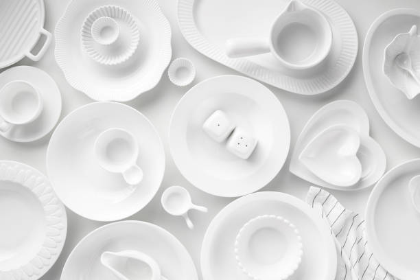 istock Set of White Porcelain dishes 2172639111