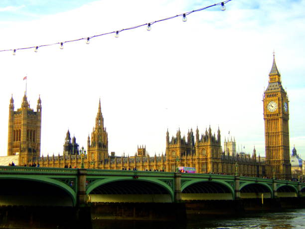 Panorama on the Palace of Westminster, Big Ben and Westminster Bridge.