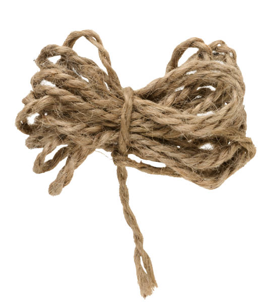 istock Brown twine rope on a white isolated background, top view. Packi 2172654151