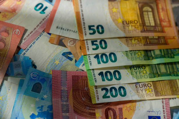istock Set of different euro banknotes, background 2172664226