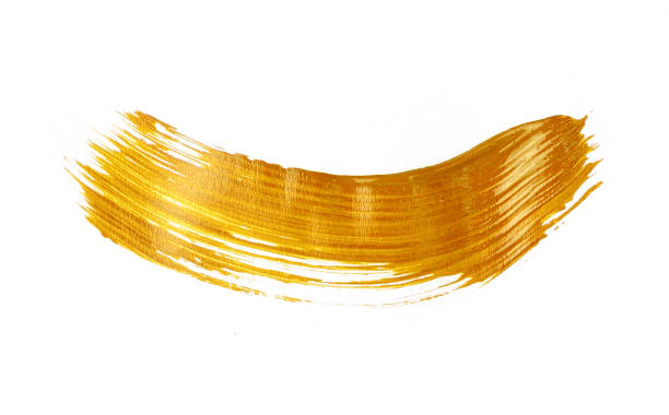 istock A curvy gold brush stroke on a white background 2172678738