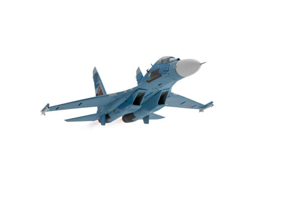 istock Russian Jet fighter flying isolated on white background. 2172682267