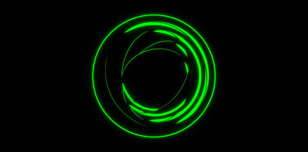 istock 3D Illustration of Neon Green Concentric Circles on Black Background 2172696112