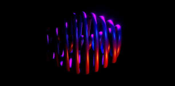3D Illustration of Vibrant Abstract Light Streaks in 3D Sphere