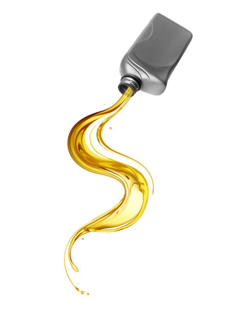 istock Splashes of engine oil pouring from a plastic bottle on a white background 2172697761