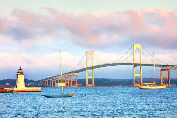 Newport Bridge at sunrise, Jamestown, Rhode Island, USA