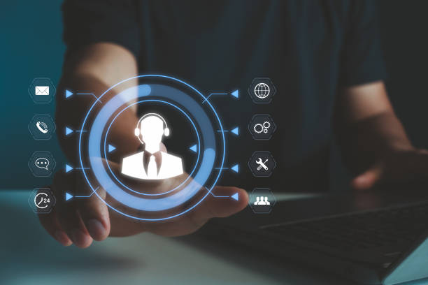 istock Technical Support Center Customer Service Internet Business Technology Concept. Service support customer help call center Business technology button on virtual screen. Person hand touch on the screen. 2172710307