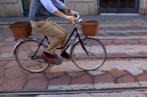 Italy Milan. man on bike