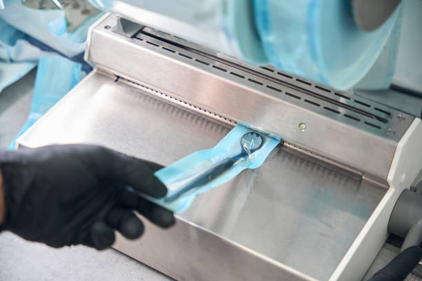 istock Dentist using packaging machine to hermetically close the sterile tool 2172713838
