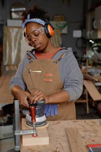 istock Engaging in Woodworking While Wearing Protective Gear 2172724781