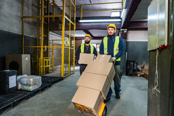 istock Coworkers carregando boxes in a warehouse 2172730099