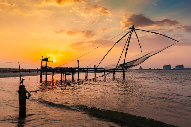 istock Chinese fishnets on sunset. Kochi, Kerala, India 2172739273