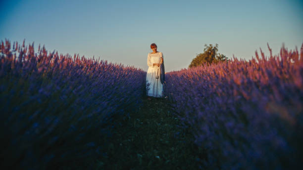istock Serene Sunset Gong Session in Lavender Fields 2172741135