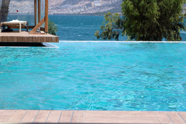 Infinity pool on the bright summer day