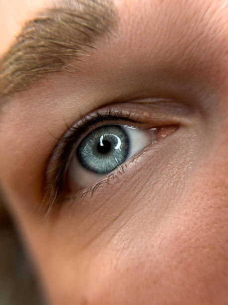 permanent eyeliner makeup close up. Healthy and clean skin young woman