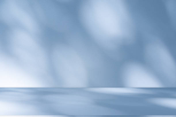 istock Studio style background wall decoration presentation uses white and blue tones. with shadows cast from a nearby window, concept creating a decorative 2172760419