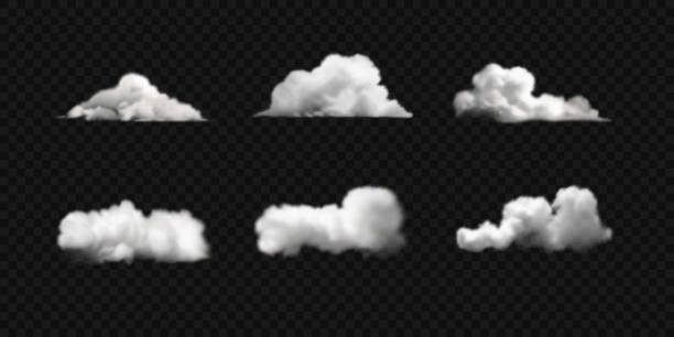 istock Set of vector realistic clouds, smoke or fog. 2172764345