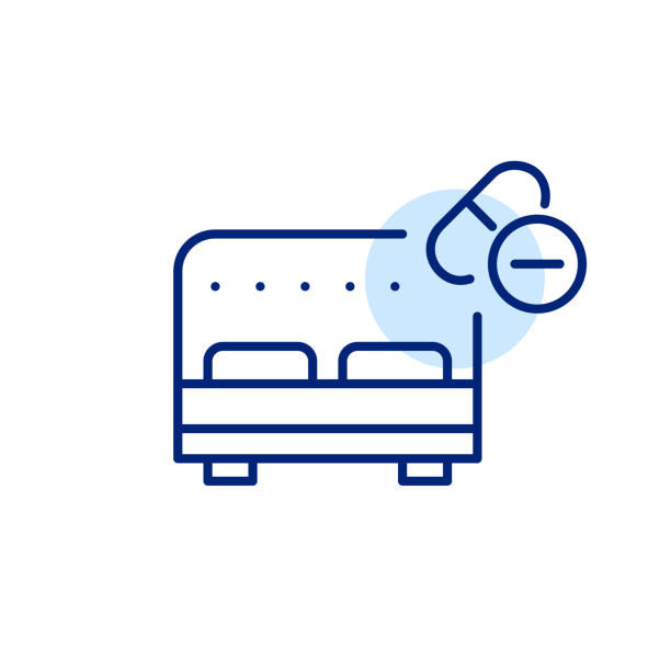 istock Double bed with pillows and sleeping pills. Good night sleep health. Pixel perfect, editable stroke icon 2172769138