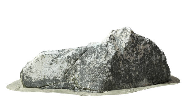 Cutout heavy realistic rock stone white backgrounds 3d render