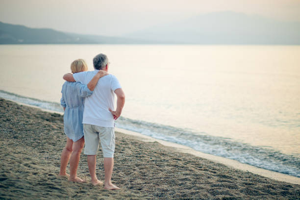 istock Loving senior couple on a beach 2172778362