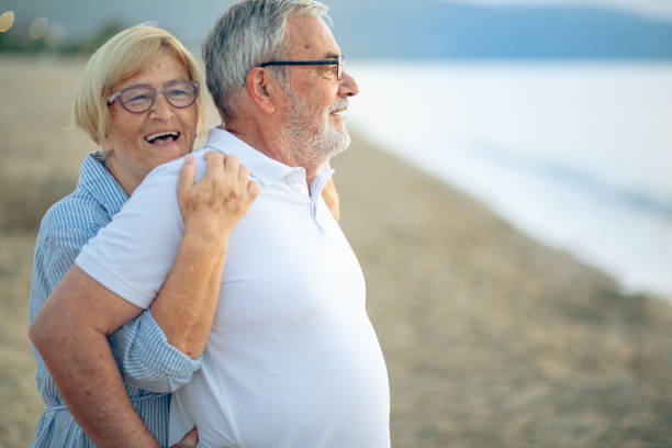 istock Loving senior couple on a beach 2172778439
