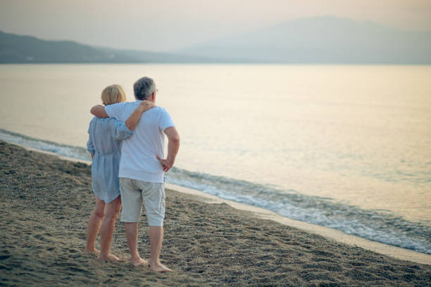 istock Loving senior couple on a beach 2172778548