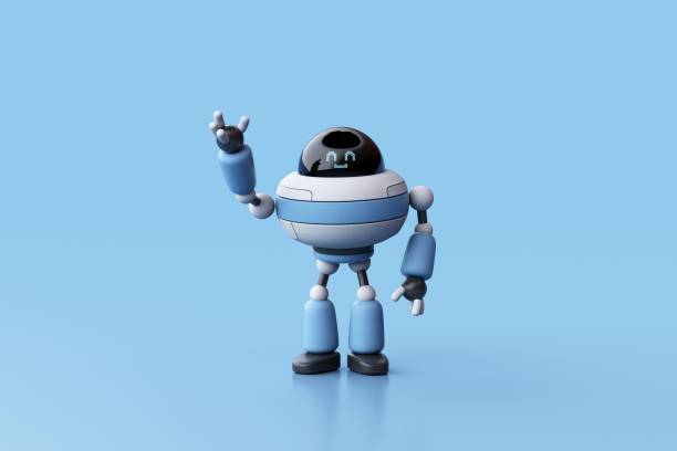 istock 3D Rendering of Cute blue robot waving hand. 2172779065