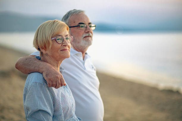istock Loving senior couple on a beach 2172779178